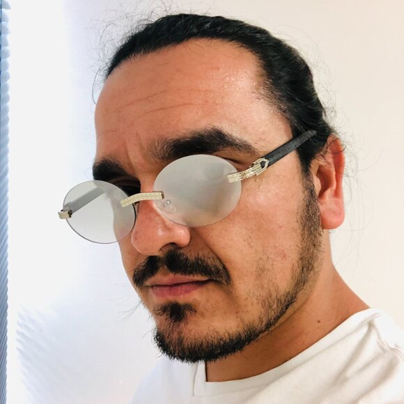 Men Clear Sunglasses‎ Oval Silver Trandy Shades Hip Hop Shades Classic Rimless - Picture 5 of 5